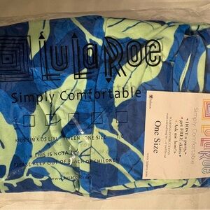 LuLaRoe Women Vintage One Size Leggings Floral Nature Print Blue Green Yellow
